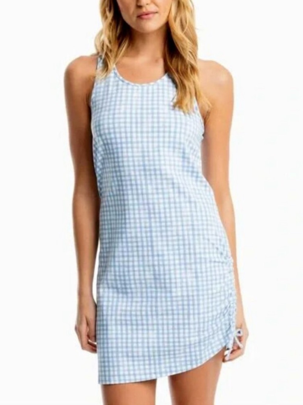 Southern Tide Kinsley Performance Dress Medium Ruched  Sides Gingham - Picture 8 of 8